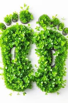 Eco footprint made of green leaf and nature elements promoting sustainability and environment