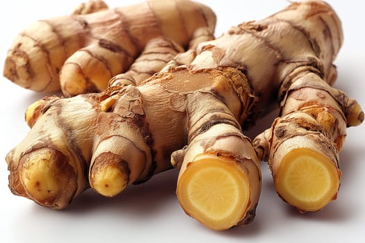 Fresh organic ginger root herb spice food healthy ingredient natural raw crop produce