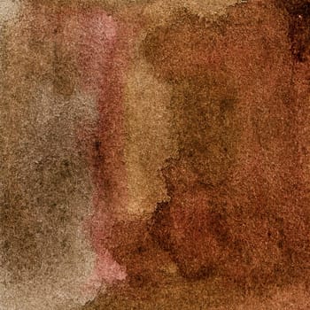A watercolor red-brown background with spots and streaks, brush strokes and smudges. Hand-drawn illustration