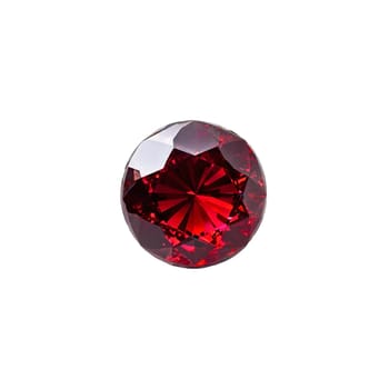 Stone isolated on transparent background. Ruby A deep red ruby with a polished surface reflecting a dramatic light floating against.