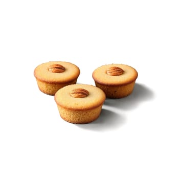 Financiers with brown butter and almond flour in golden brown hue Food and culinary concept. Food isolated on transparent background.