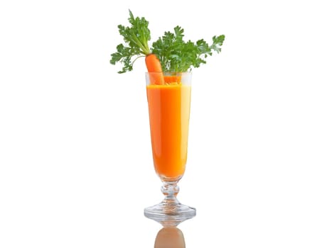 Carrot Juice Bright carrot juice in a minimalist glass garnished with fresh carrot curls and. Drink isolated on transparent background.