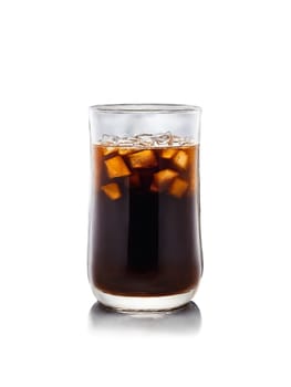 Cold Brew A deep dark cold brew in a cylindrical glass with condensation on the. Drink isolated on transparent background.