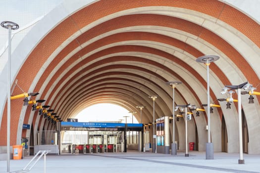 MELBOURNE, AUSTRALIA - AUGUST 18: Arden Station built as part of the Metro Tunnel project is completed and in testing phase before opening. Located in North Melbourne, Victoria, Australia and taken on August 18th 2024