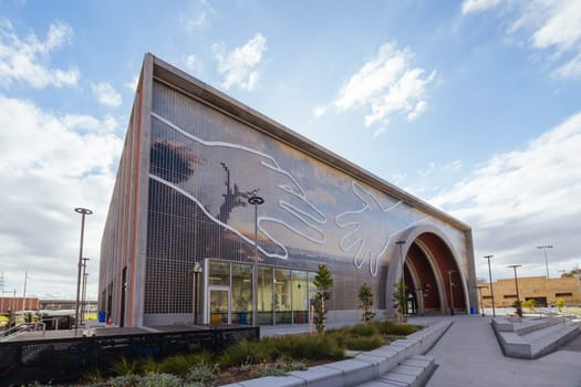 MELBOURNE, AUSTRALIA - AUGUST 18: Arden Station built as part of the Metro Tunnel project is completed and in testing phase before opening. Located in North Melbourne, Victoria, Australia and taken on August 18th 2024
