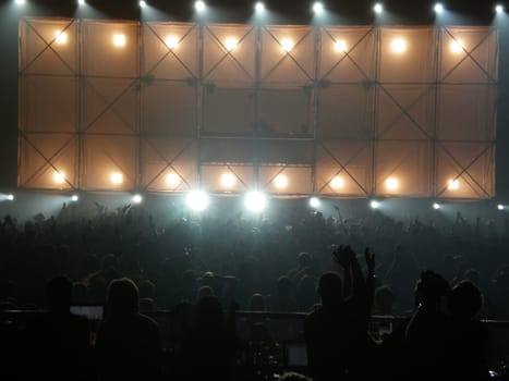 Scene. Stage equipment. The atmosphere at the concert. High quality photo