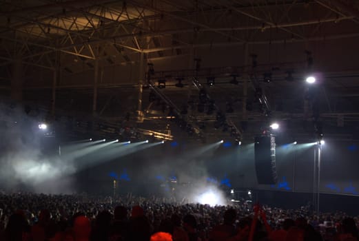 Scene. Stage equipment. The atmosphere at the concert. High quality photo