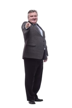 full-length. friendly man in a business suit . isolated on a white background.