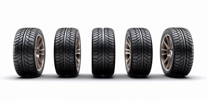 wheel change black auto automotive tire background car tyre set object shop automobile closeup isolated space transportation new equipment copy clean rubber. Generative AI.