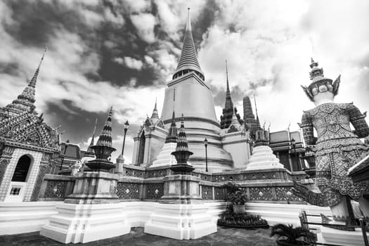 The Wat Phra Kaew, Temple of the Emerald Buddha, full official name Wat Phra Si Rattana Satsadaram, is regarded as the most sacred Buddhist temple (wat) in Bangkok, Thailand.