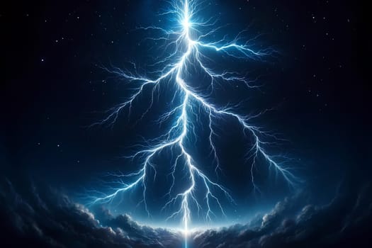 a lightning bolt in a night sky.