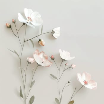 A collection of delicate flowers in warm tones showcases subtle beauty and elegance, set against a soft, neutral backdrop.