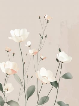 A collection of delicate flowers in warm tones showcases subtle beauty and elegance, set against a soft, neutral backdrop.