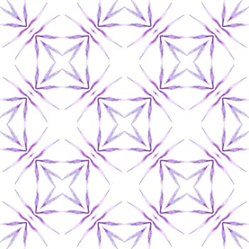 Watercolor medallion seamless border. Purple dazzling boho chic summer design. Medallion seamless pattern. Textile ready classy print, swimwear fabric, wallpaper, wrapping.