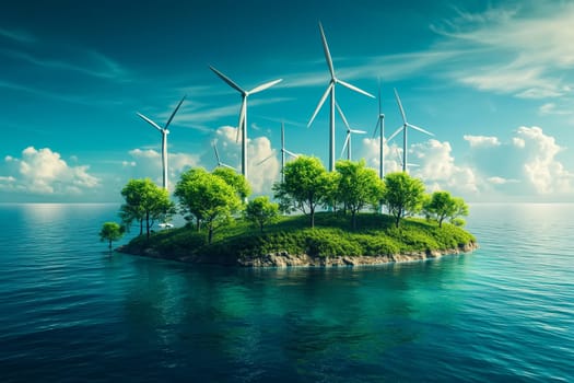 Sustainable living and the harmonious integration of nature within urban environments. Concepts related to green energy, renewable resources, and sustainable urban development.