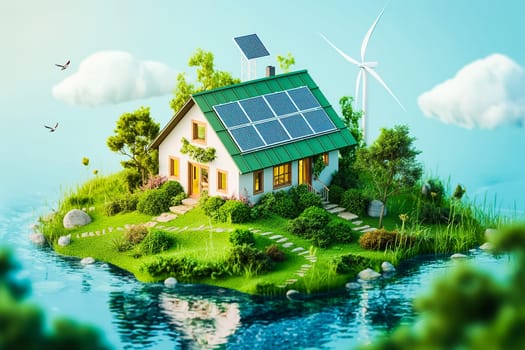 Sustainable living and the harmonious integration of nature within urban environments. Concepts related to green energy, renewable resources, and sustainable urban development.