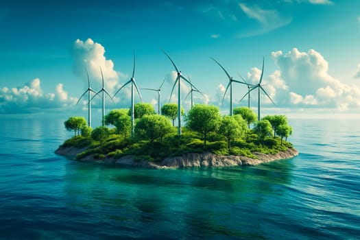 Sustainable living and the harmonious integration of nature within urban environments. Concepts related to green energy, renewable resources, and sustainable urban development.