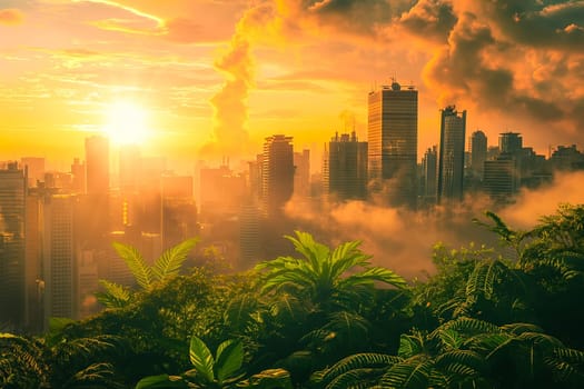 Sustainable living and the harmonious integration of nature within urban environments. Concepts related to green energy, renewable resources, and sustainable urban development.