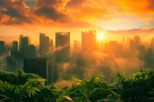 Sustainable living and the harmonious integration of nature within urban environments. Concepts related to green energy, renewable resources, and sustainable urban development.