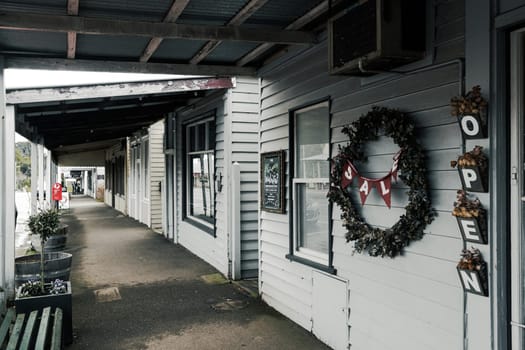 TRENTHAM, AUSTRALIA - JULY 28, 2024: The main street and classic architecture of Trentham on a cool winter's day in Victoria, Australia