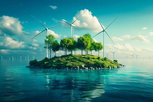 Sustainable living and the harmonious integration of nature within urban environments. Concepts related to green energy, renewable resources, and sustainable urban development.