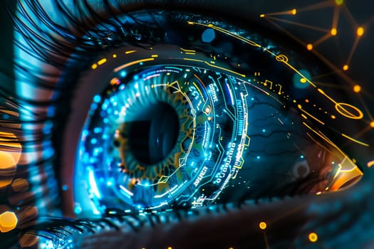 Cyber spy technology, virtual eye of internet control surveillance and digital invigilation background. Cyber espionage and global security, futuristic tracking and online surveillance