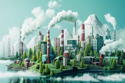 Sustainable living and the harmonious integration of nature within urban environments. Concepts related to green energy, renewable resources, and sustainable urban development.