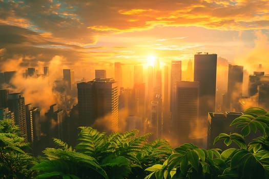 Sustainable living and the harmonious integration of nature within urban environments. Concepts related to green energy, renewable resources, and sustainable urban development.