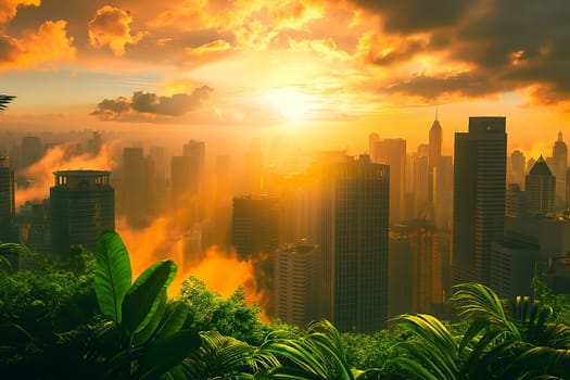Sustainable living and the harmonious integration of nature within urban environments. Concepts related to green energy, renewable resources, and sustainable urban development.