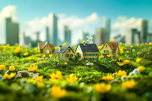 Sustainable living and the harmonious integration of nature within urban environments. Concepts related to green energy, renewable resources, and sustainable urban development.