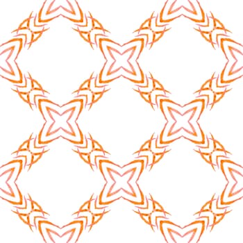 Green geometric chevron watercolor border. Orange creative boho chic summer design. Chevron watercolor pattern. Textile ready superb print, swimwear fabric, wallpaper, wrapping.