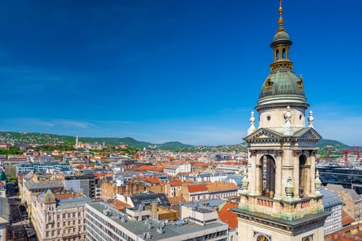 Budapest, Hungary: Panoramic view from St. Stephen's Basilica, a Roman Catholic basilica, famous landmark