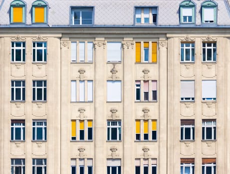 Facade of an old residential building in Budapest