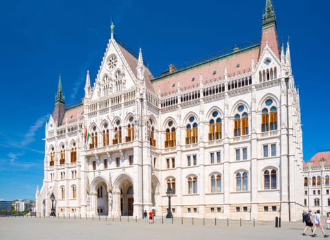 Budapest, Hungary - 1 May 2024: The Library of the Hungarian Parliament