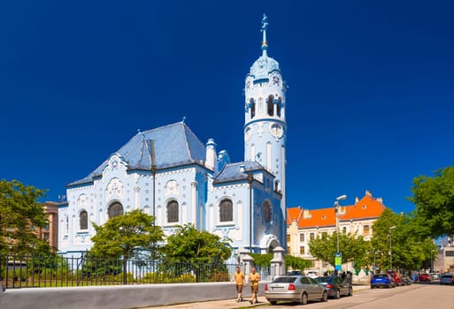 Bratislava, Slovakia - 14 May 2024: The Blue Church, Church of St. Elizabeth