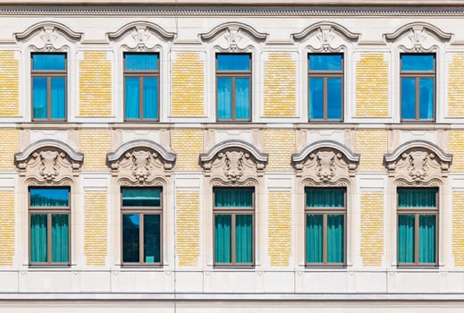 Facade of an old historical building in Budapest