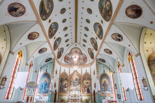 The interior beauty of the St. Ignatius catholic mission in St. Ignatius, Montana.