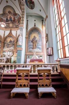 The interior beauty of the St. Ignatius catholic mission in St. Ignatius, Montana.