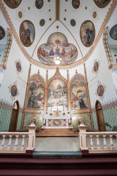 The interior beauty of the St. Ignatius catholic mission in St. Ignatius, Montana.