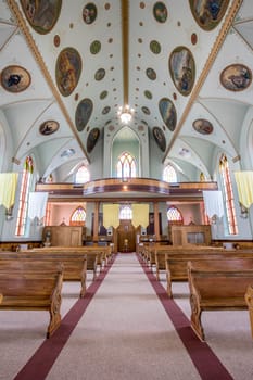 The interior beauty of the St. Ignatius catholic mission in St. Ignatius, Montana.