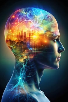 Layers of the Mind. A Visual Exploration. Captures a multi-layered silhouette of a human head profile, symbolizing the depth and complexity of mental processes. Perfect for projects related to psychology, identity, and cognitive science.