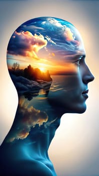 Layers of the Mind. A Visual Exploration. Captures a multi-layered silhouette of a human head profile, symbolizing the depth and complexity of mental processes. Perfect for projects related to psychology, identity, and cognitive science.