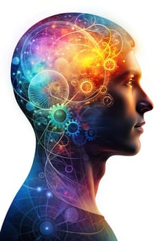 Layers of the Mind. A Visual Exploration. Captures a multi-layered silhouette of a human head profile, symbolizing the depth and complexity of mental processes. Perfect for projects related to psychology, identity, and cognitive science.