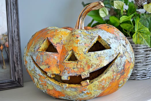 Halloween pumpkin in shabby chic style.