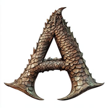 The artwork features a stylized letter A designed to resemble a dragon, showcasing intricate scales and claw-like elements. It blends fantasy and typography in a striking manner.