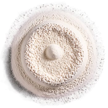 Tapioca flour mandala a mandala of fine tapioca flour coarse tapioca flour and tapioca starch. Food isolated on transparent background.