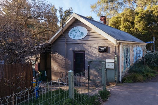 WARRANDYTE, AUSTRALIA - AUGUST 11 2024: The quaint tourist country town of Warrandyte and its bakery on a winter's day in Victoria, Australia