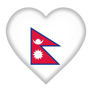 A Nepal flag heart button isolated on white with clipping path