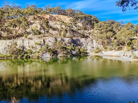 Mountain bike and walking trails in Plenty Gorge State Park around Blue Lake in northern Melbourne in Victoria, Australia