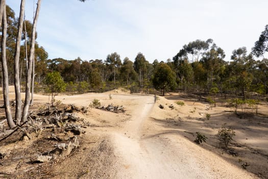 The popular You Yangs mountain bike park and Kurrajong area on a hot autumn day in Little River, Victoria, Australia